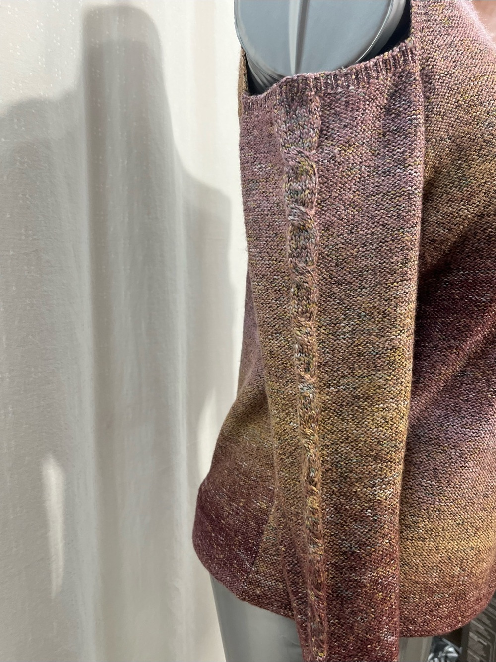 cleo cold, shoulder Mock Neck Sweater in Mauve and Gold-Tone work, Travel 1437 - Picture 2 of 5